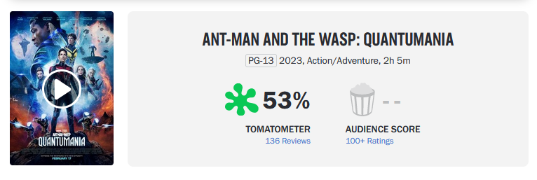 Ant-Man and The Wasp Quantumania is not doing well on Rotten Tomatoes.png