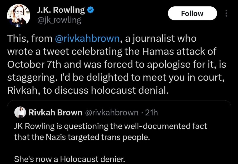 JK Rowling is now threatening legal action against detractors.jpg