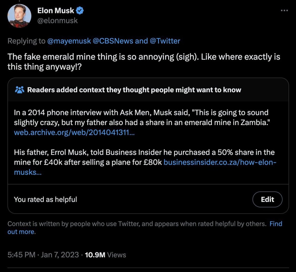 Twitter fact checks Elon Musk about emerald mine.jpg